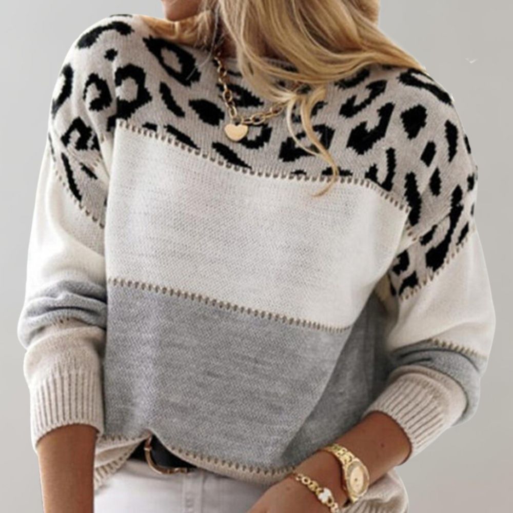 Diane | Pull en tricot avec accent léopard