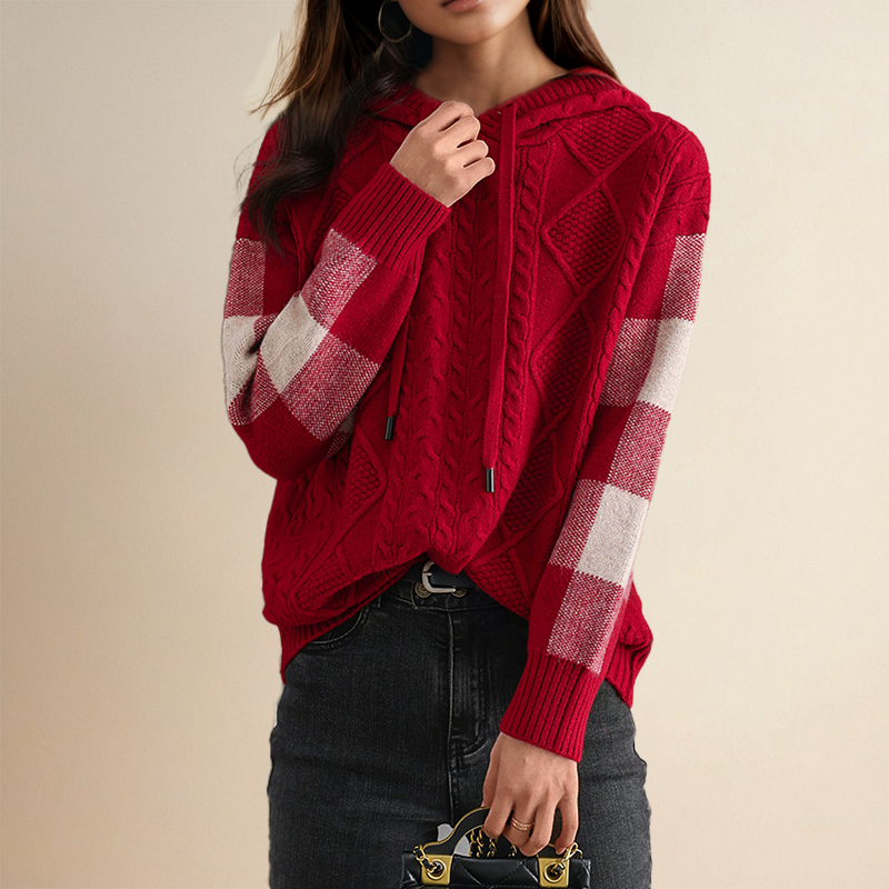 Emily | Pull à capuche en tricot torsadé