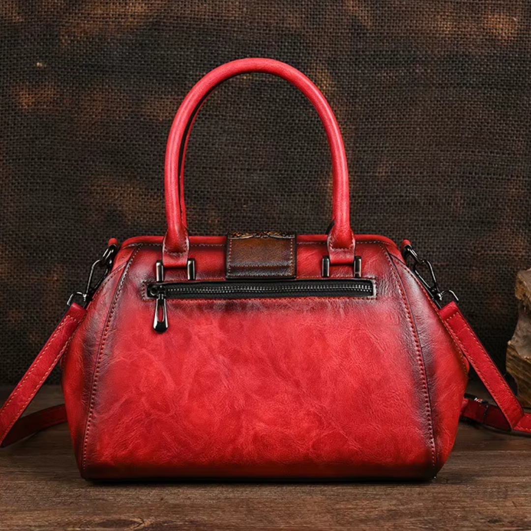 Florina - Sac à main en cuir avec gravure et motif floral