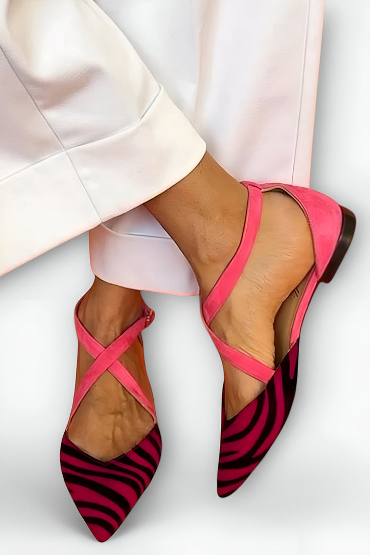 Ballerine Fenna avec Imprimé Zèbre et Brides Croisées