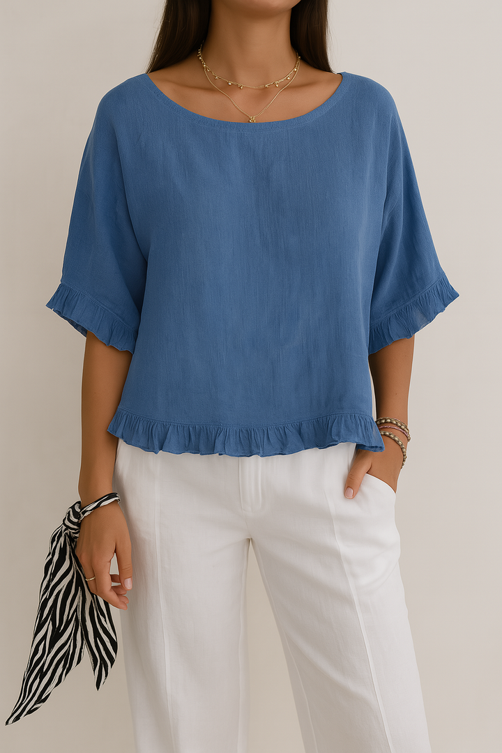 Luna | Blouse en lin de coton à volants