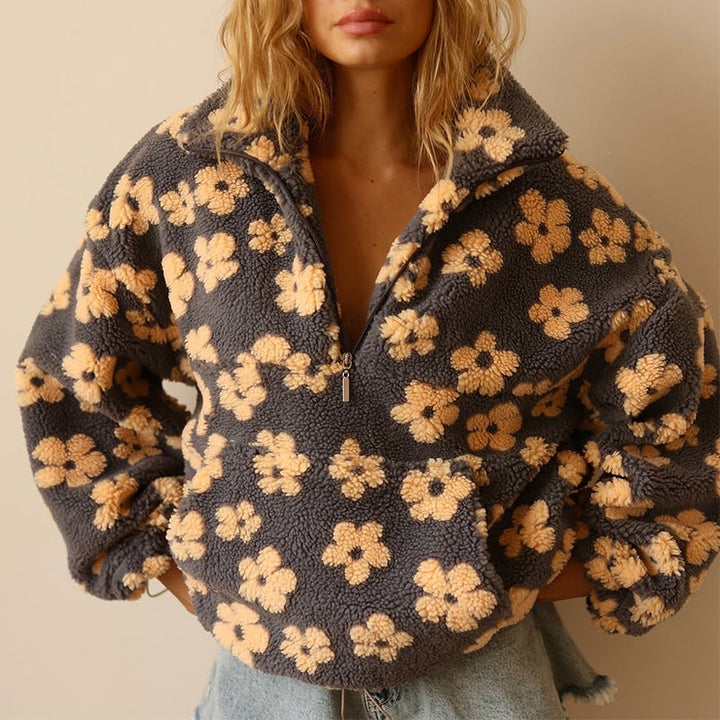 Daisy | Sweat à capuche fleuri avec fermeture éclair