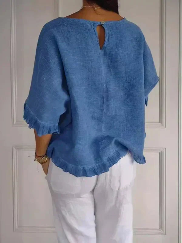 Luna | Blouse en lin de coton à volants