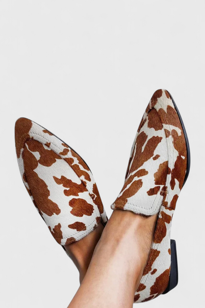 Mocassins en Cuir Grèce avec Talon Bas et Pointe Aiguisée