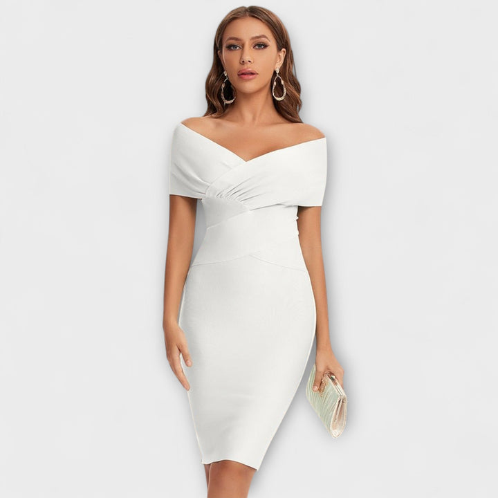 Clelia | Robe Midi Femme à Épaules Dégagées