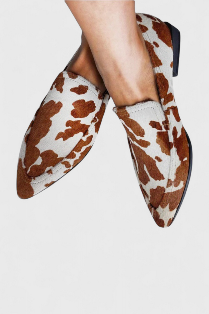 Mocassins en Cuir Grèce avec Talon Bas et Pointe Aiguisée